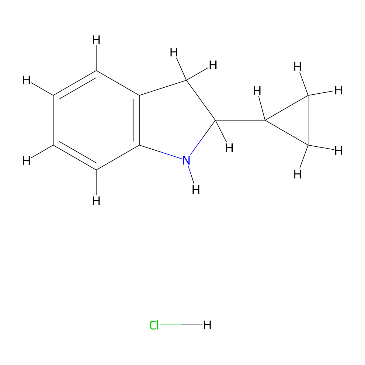 2-cyclopropyl-2,3-dihydro-1H-indolehydrochloride molecular structure, CAS 2913267-37-3