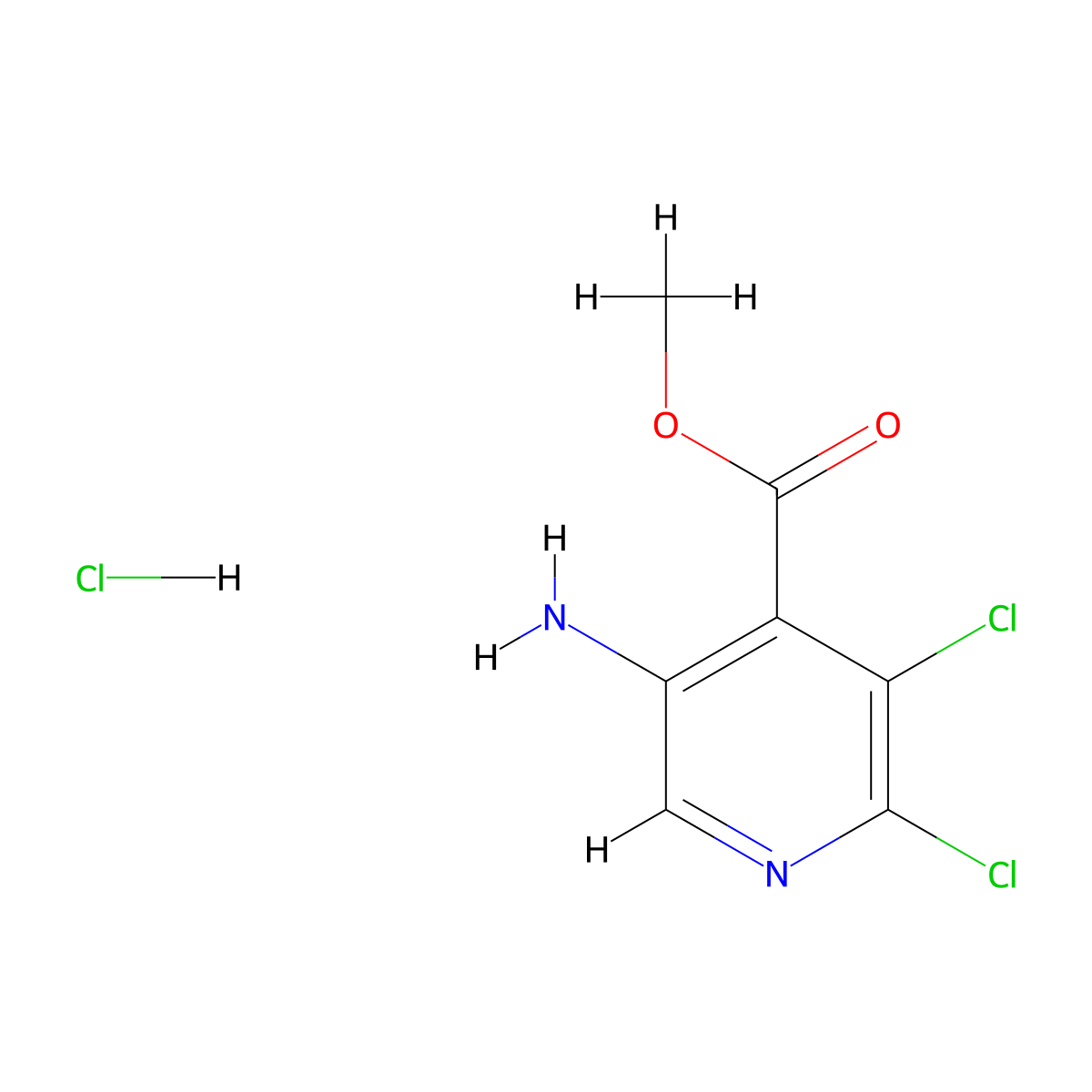 Methyl 5-amino-2,3-dichloropyridine-4-carboxylate hydrochloride molecular structure, CAS 2913267-38-4