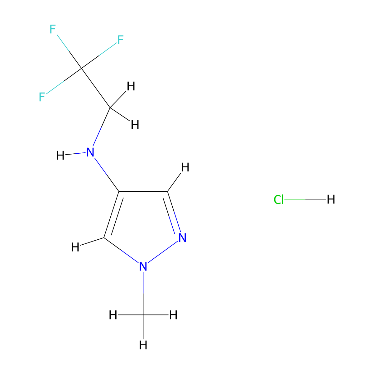 1-methyl-N-(2,2,2-trifluoroethyl)-1H-pyrazol-4-amine hydrochloride molecular structure, CAS 2913267-39-5