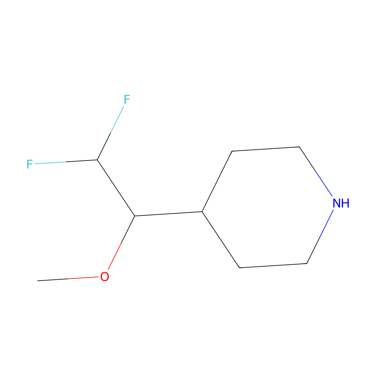 4-(2,2-Difluoro-1-methoxyethyl)piperidine molecular structure, CAS 2913267-42-0