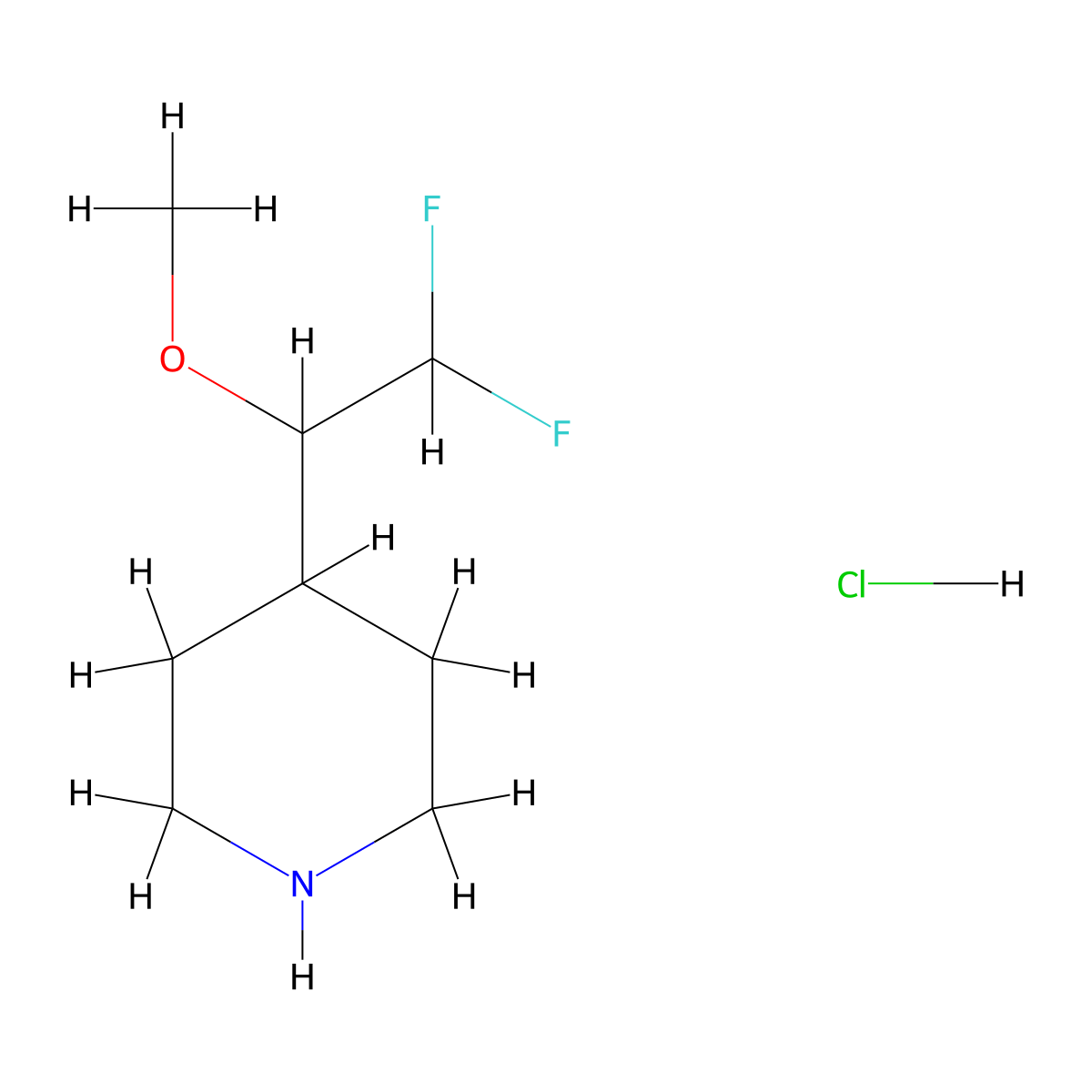 4-(2,2-Difluoro-1-methoxyethyl)piperidine hydrochloride molecular structure, CAS 2913267-43-1
