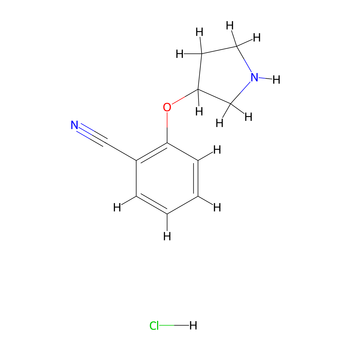 2-(Pyrrolidin-3-yloxy)benzonitrile hydrochloride molecular structure, CAS 2913267-46-4