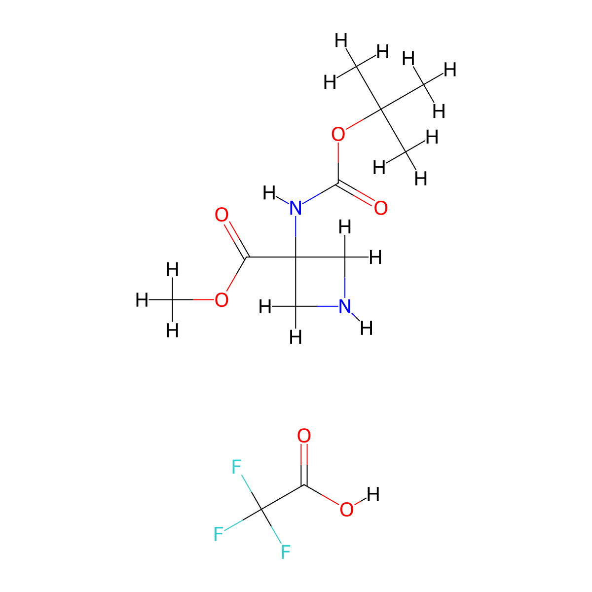 Methyl 3-{[(tert-butoxy)carbonyl]amino}azetidine-3-carboxylate; trifluoroacetic acid molecular structure, CAS 2913267-56-6