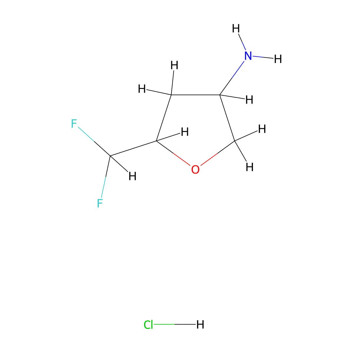 5-(Difluoromethyl)oxolan-3-amine hydrochloride molecular structure, CAS 2913267-57-7