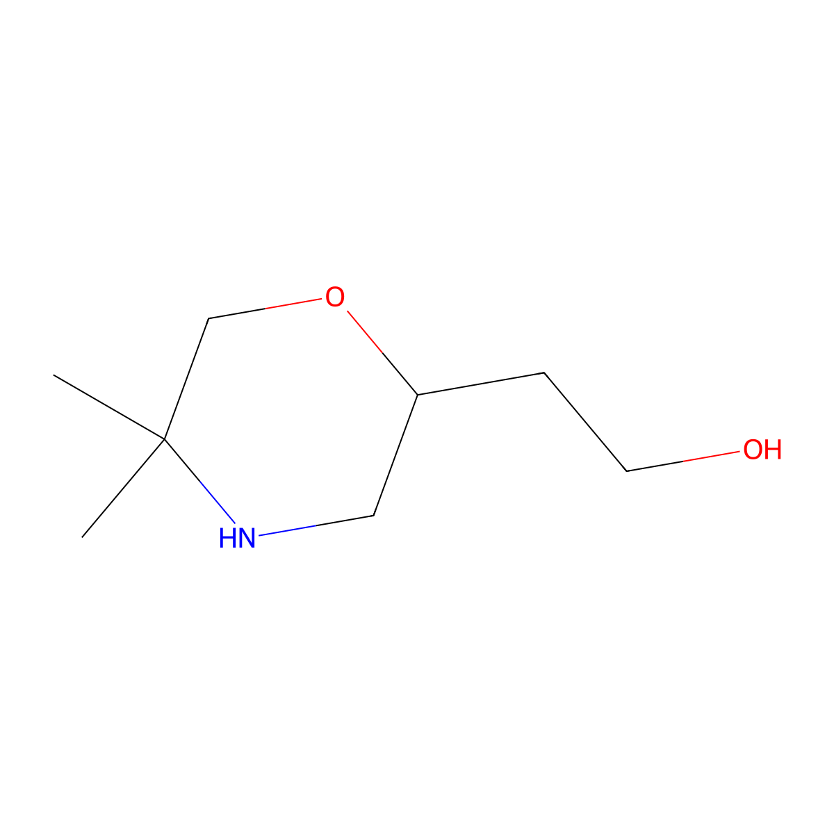 2-(5,5-Dimethylmorpholin-2-yl)ethan-1-ol molecular structure, CAS 2913267-58-8