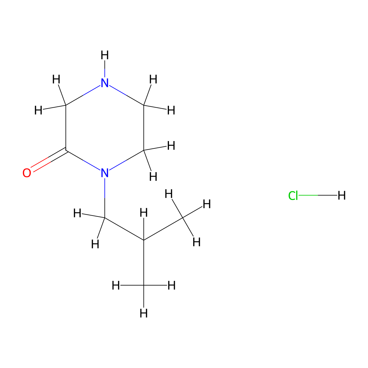 1-(2-Methylpropyl)piperazin-2-one hydrochloride molecular structure, CAS 2913267-67-9
