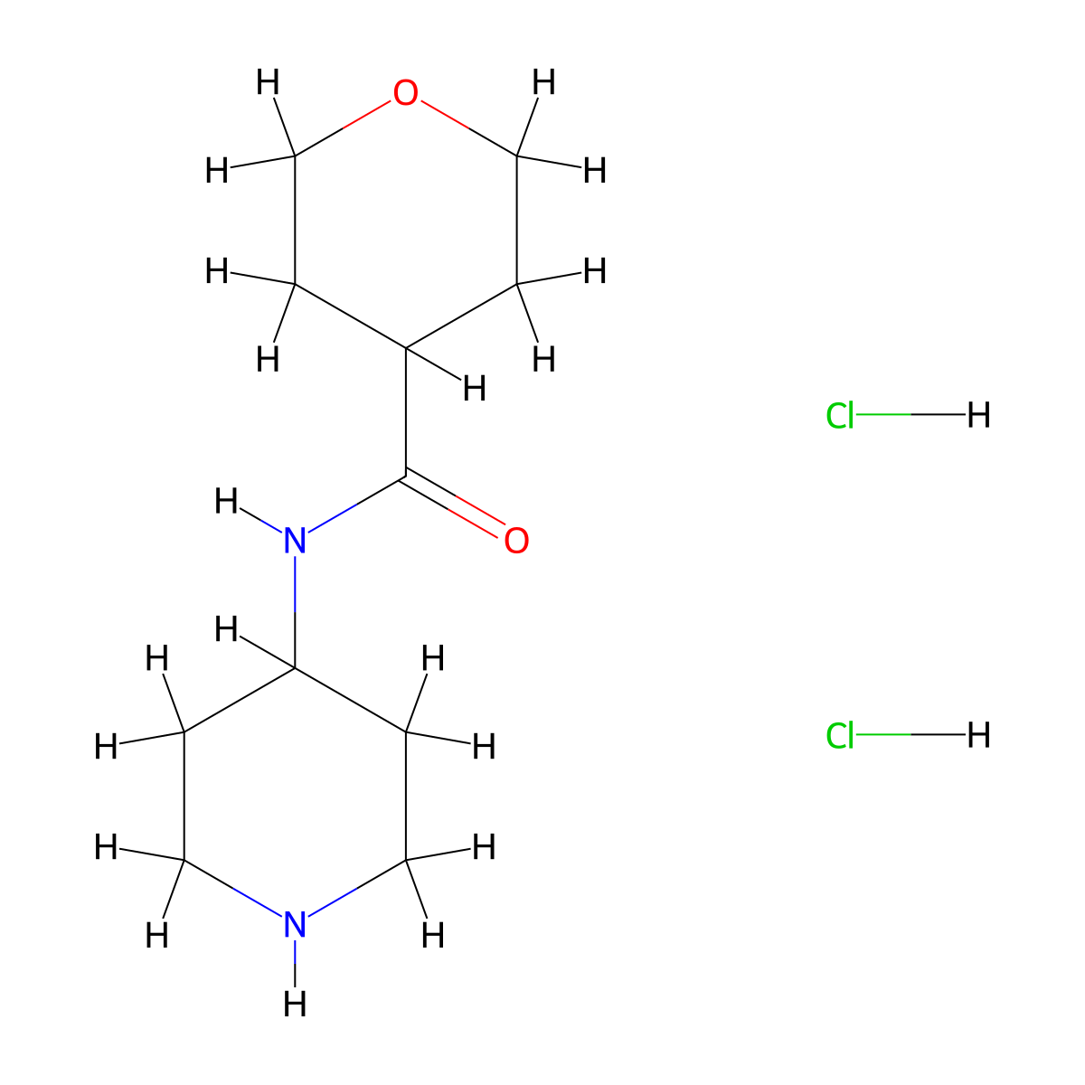 N-(piperidin-4-yl)oxane-4-carboxamidedihydrochloride molecular structure, CAS 2913267-71-5