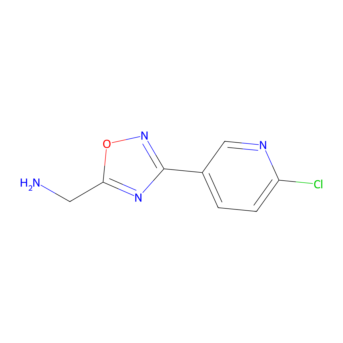 1-[3-(6-Chloropyridin-3-yl)-1,2,4-oxadiazol-5-yl]methanamine molecular structure, CAS 2913267-77-1