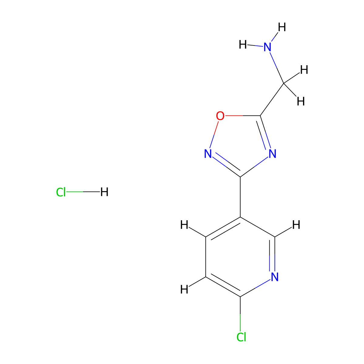 1-[3-(6-Chloropyridin-3-yl)-1,2,4-oxadiazol-5-yl]methanamine hydrochloride molecular structure, CAS 2913267-78-2