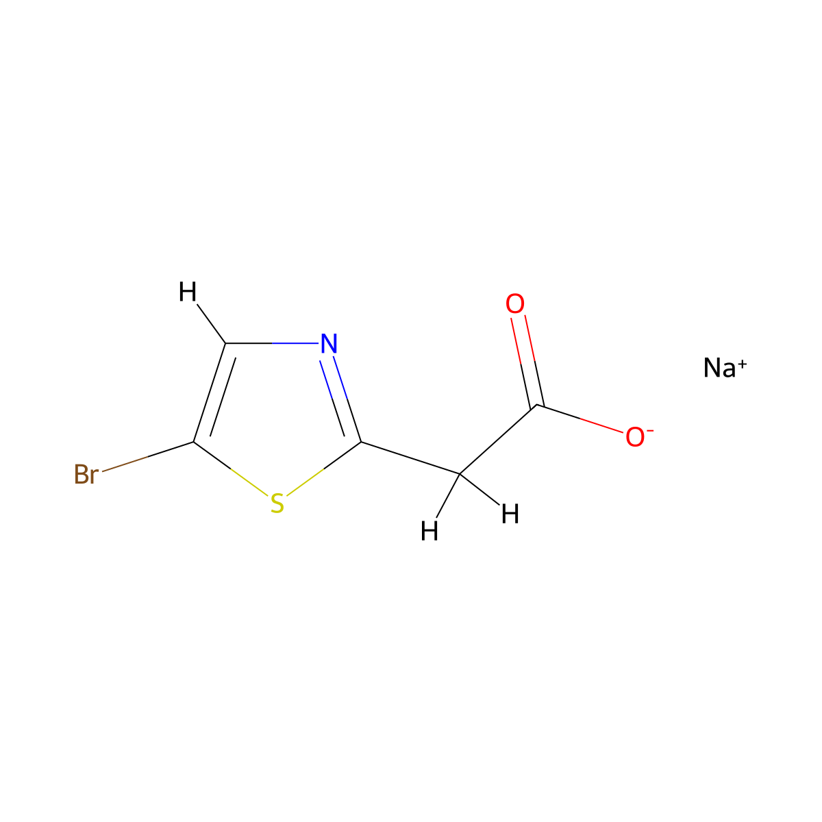 Sodium 2-(5-bromo-1,3-thiazol-2-yl)acetate molecular structure, CAS 2913267-87-3