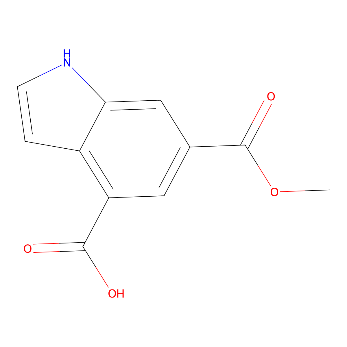 6-(methoxycarbonyl)-1H-indole-4-carboxylic acid molecular structure, CAS 2913267-91-9