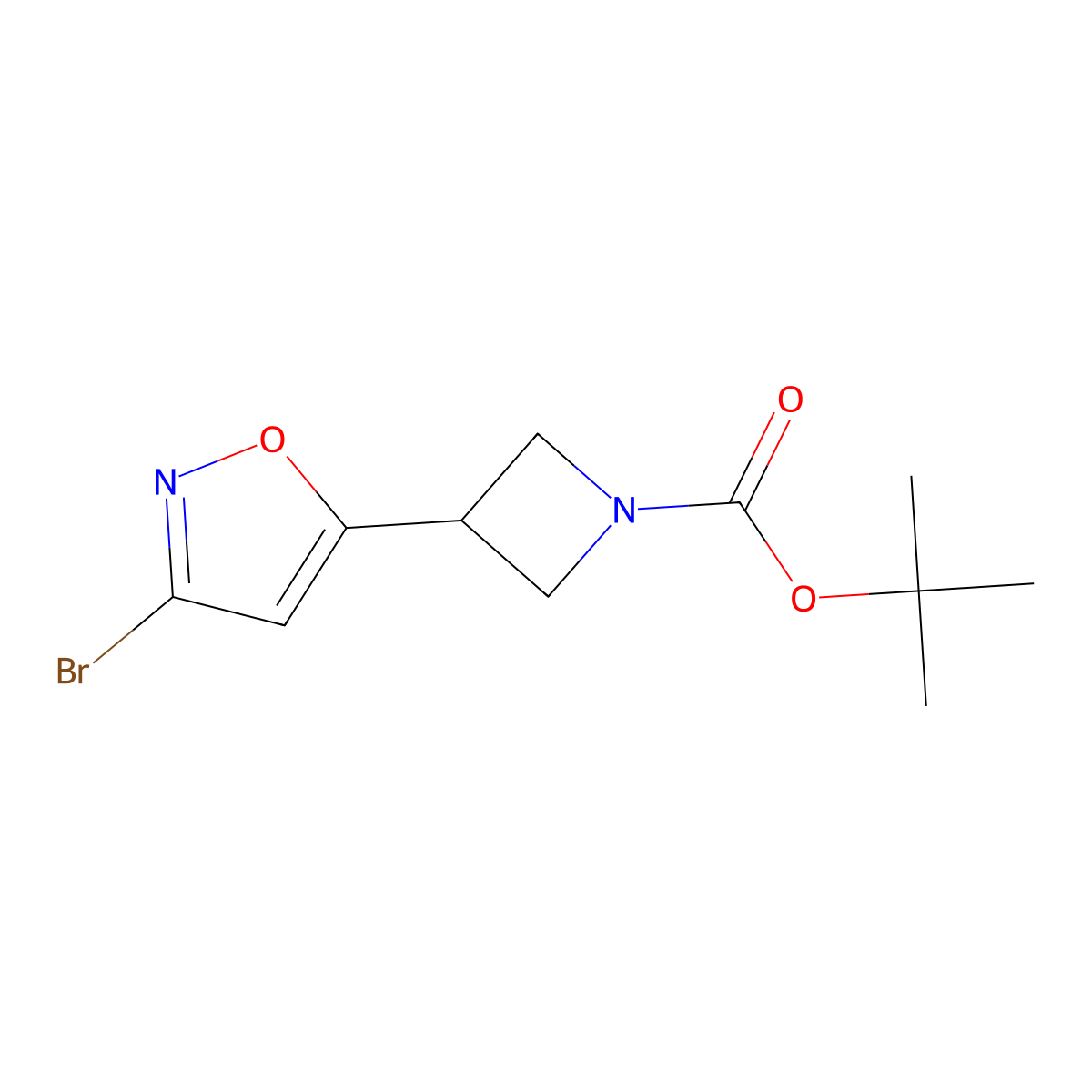 Tert-butyl 3-(3-bromo-1,2-oxazol-5-yl)azetidine-1-carboxylate molecular structure, CAS 2913267-93-1