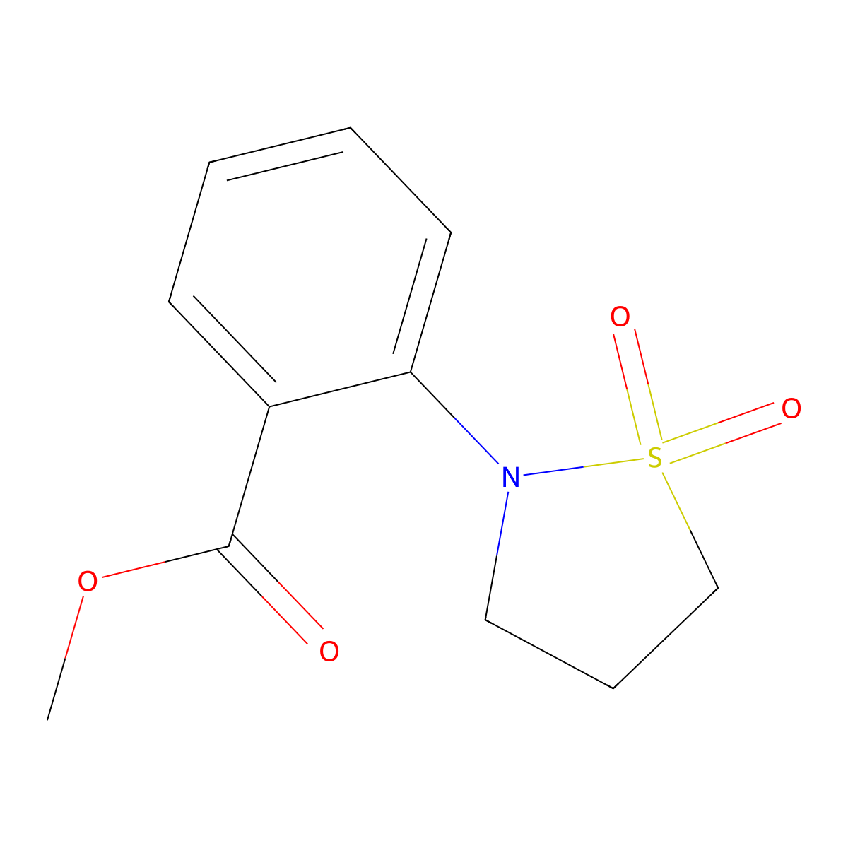 Methyl 2-(1,1-dioxo-1lambda6,2-thiazolidin-2-yl)benzoate molecular structure, CAS 2913268-00-3