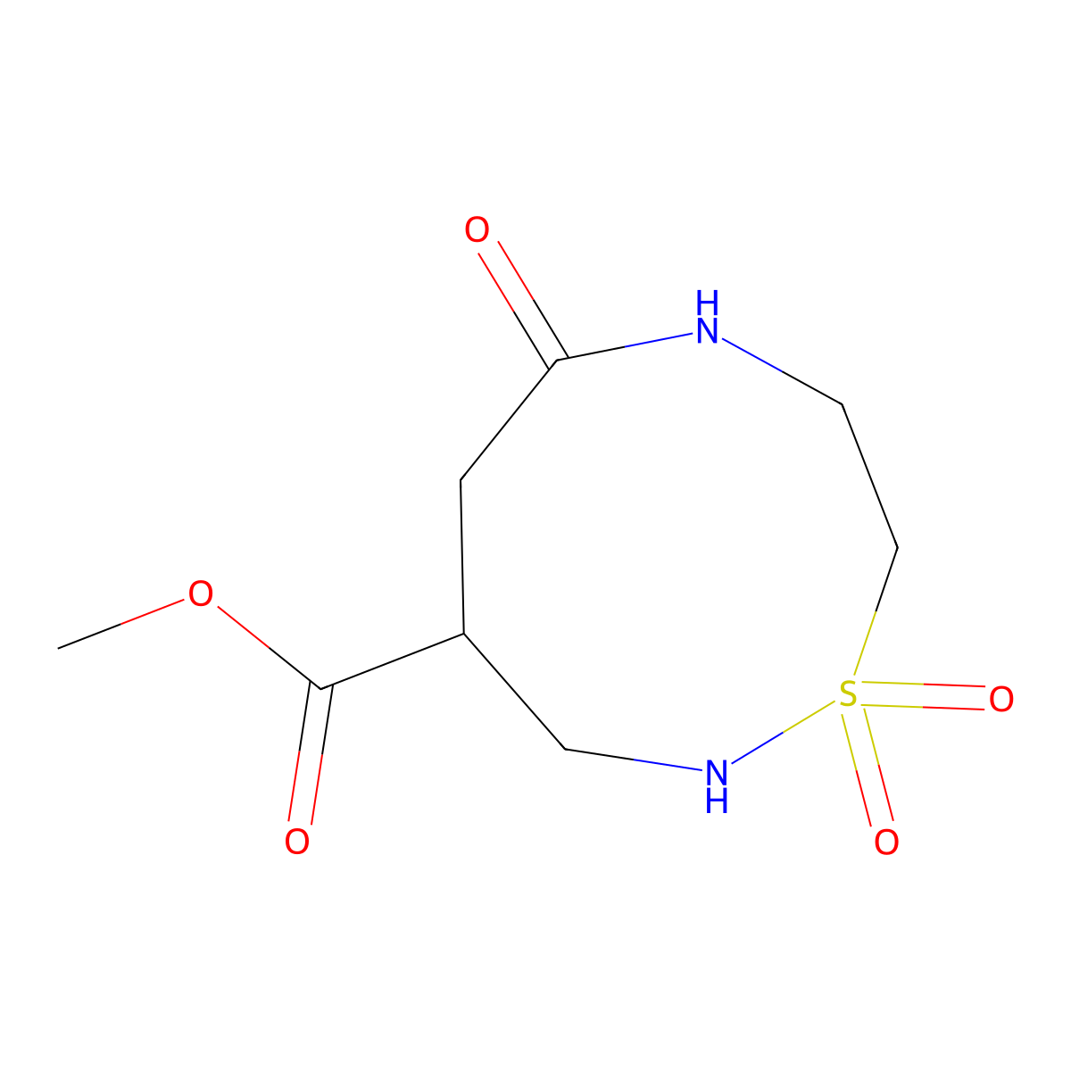 Methyl 1,1,6-trioxo-1lambda6,2,7-thiadiazonane-4-carboxylate molecular structure, CAS 2913268-05-8