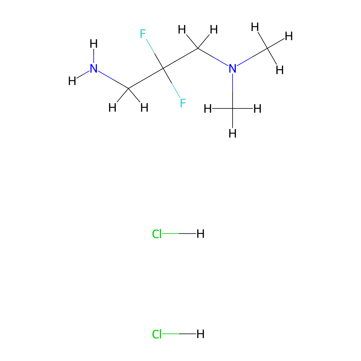 (3-Amino-2,2-difluoropropyl)dimethylamine dihydrochloride molecular structure, CAS 2913268-11-6