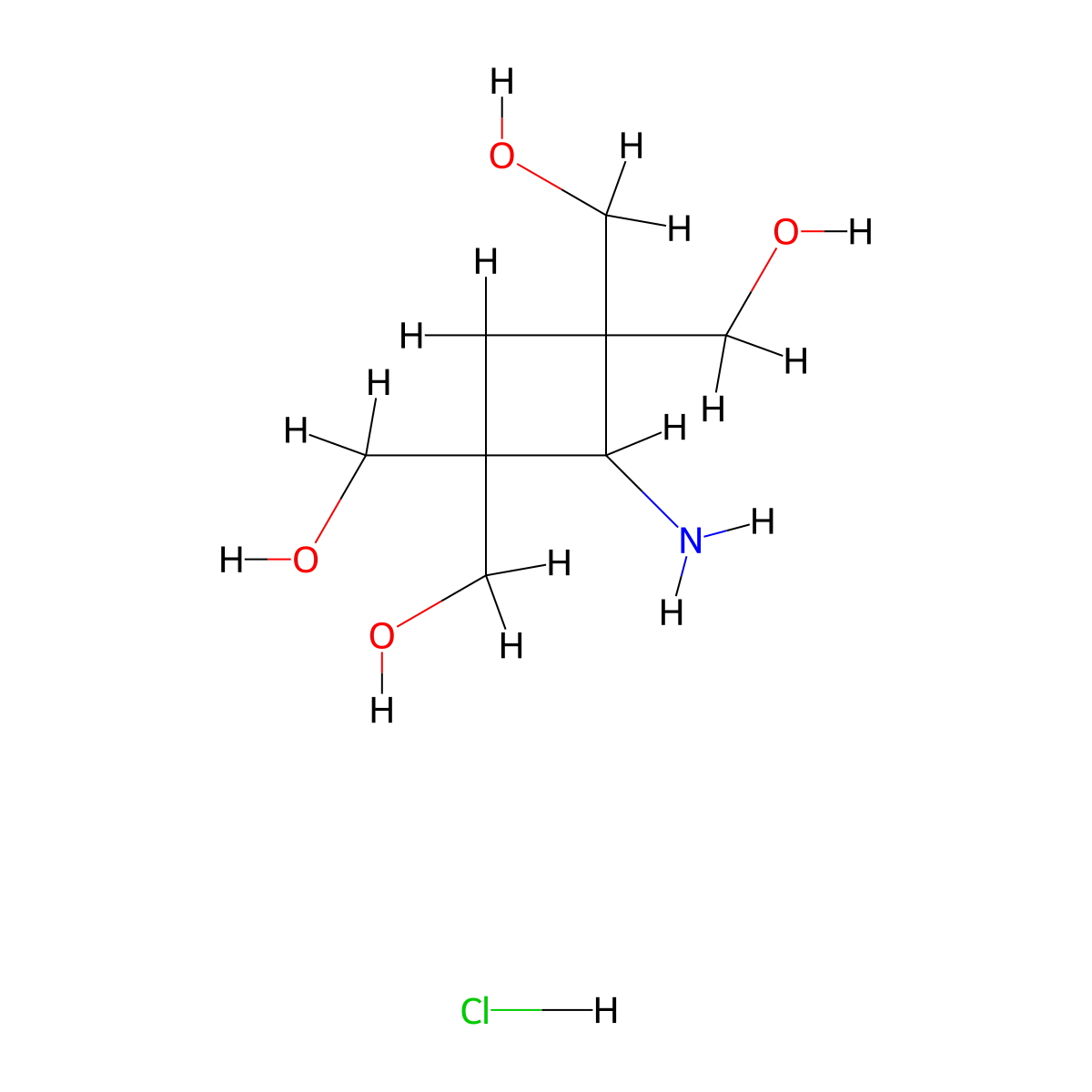 [2-Amino-1,3,3-tris(hydroxymethyl)cyclobutyl]methanolhydrochloride molecular structure, CAS 2913268-33-2
