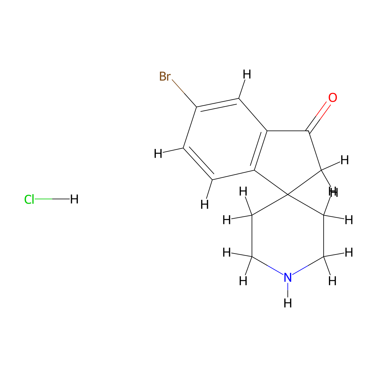 5-Bromo-2,3-dihydrospiro[indene-1,4'-piperidin]-3-onehydrochloride molecular structure, CAS 2913268-47-8