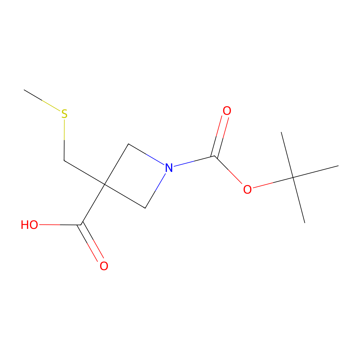 1-[(Tert-butoxy)carbonyl]-3-[(methylsulfanyl)methyl]azetidine-3-carboxylicacid molecular structure, CAS 2913268-51-4