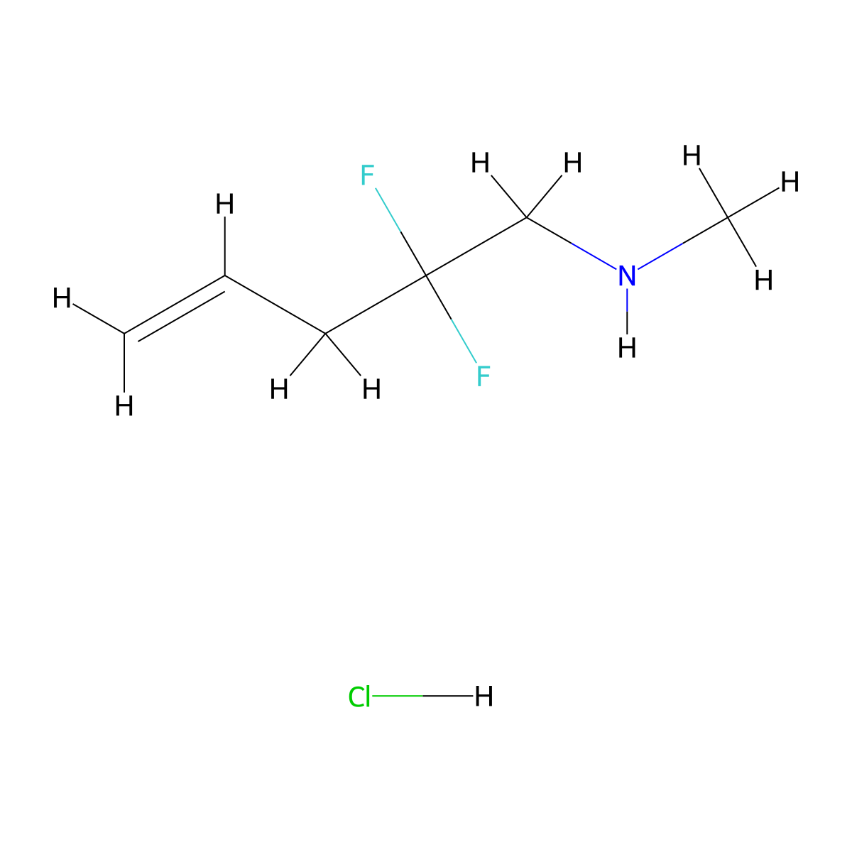 (2,2-Difluoropent-4-en-1-yl)(methyl)aminehydrochloride molecular structure, CAS 2913268-55-8