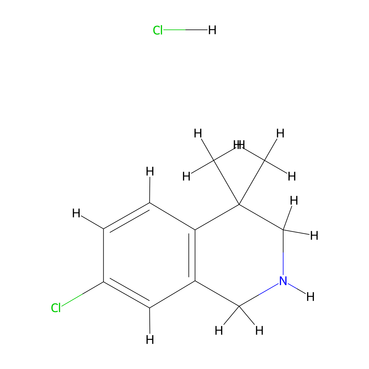 7-Chloro-4,4-dimethyl-1,2,3,4-tetrahydroisoquinoline hydrochloride molecular structure, CAS 2913268-57-0