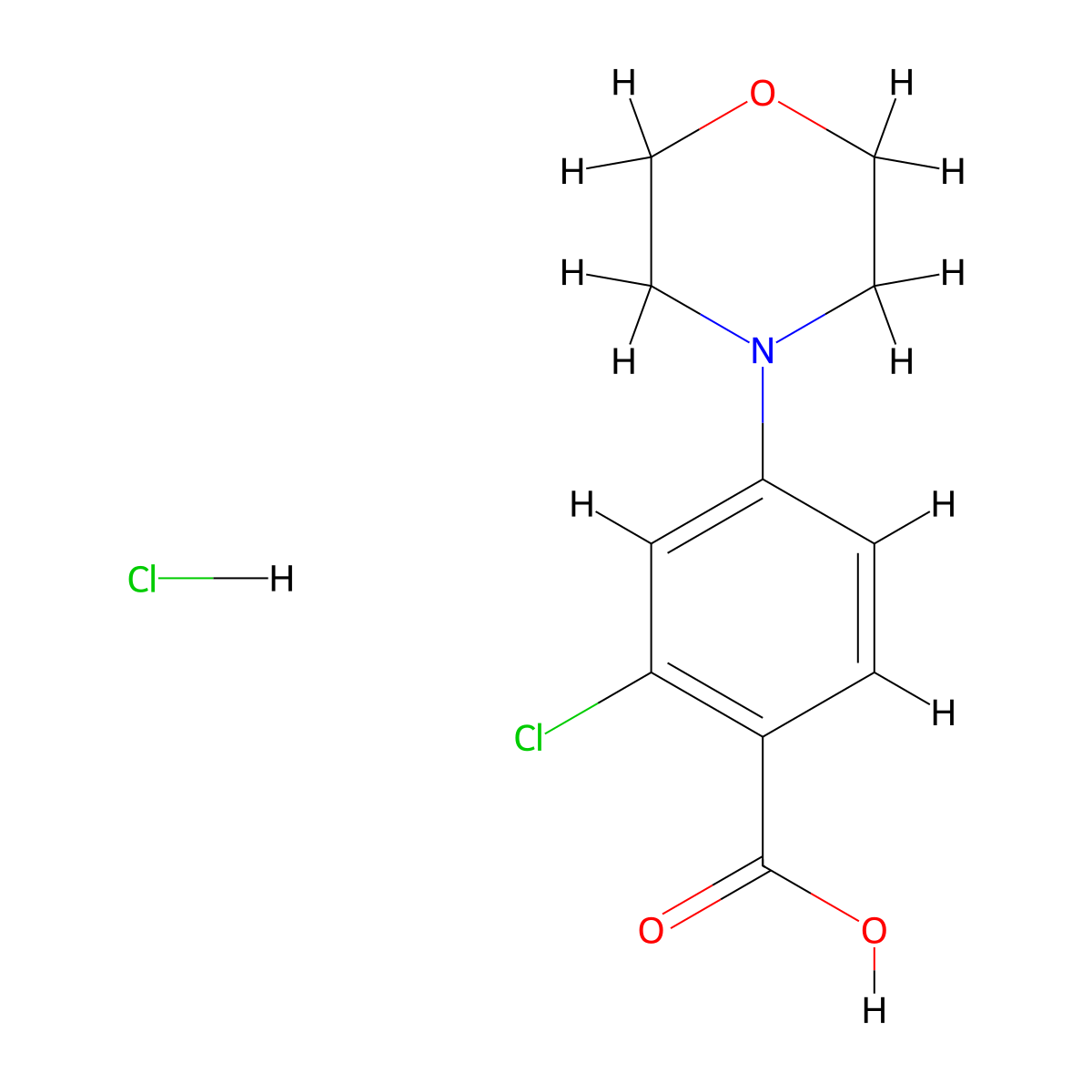 2-Chloro-4-(morpholin-4-yl)benzoic acid hydrochloride molecular structure, CAS 2913268-71-8