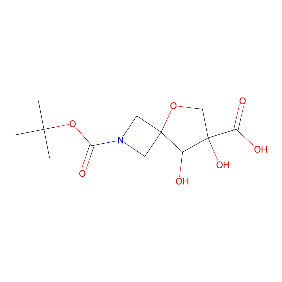 2-[(Tert-butoxy)carbonyl]-7,8-dihydroxy-5-oxa-2-azaspiro[3.4]octane-7-carboxylic acid molecular structure, CAS 2913271-41-5