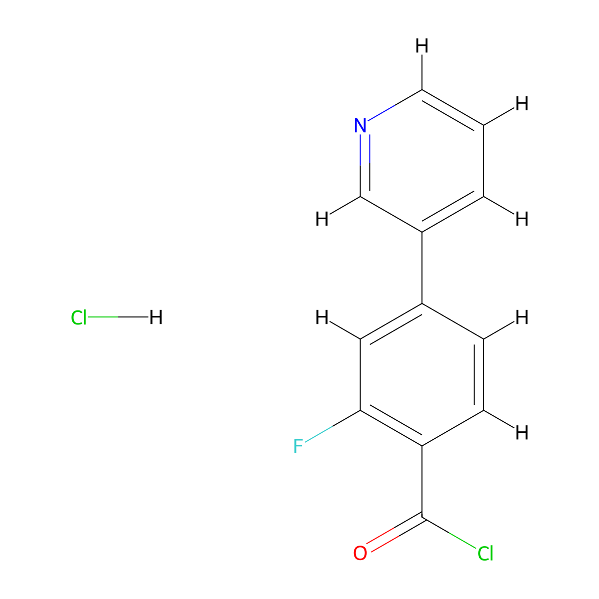2-Fluoro-4-(pyridin-3-yl)benzoylchloridehydrochloride molecular structure, CAS 2913277-84-4