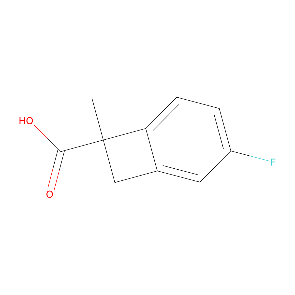 3-Fluoro-7-methylbicyclo(4.2.0)octa-1,3,5-triene-7-carboxylic acid molecular structure, CAS 2913277-86-6
