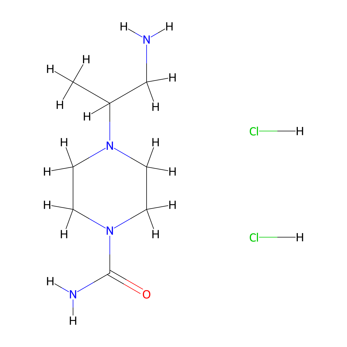 4-(1-Aminopropan-2-yl)piperazine-1-carboxamide dihydrochloride molecular structure, CAS 2913277-90-2