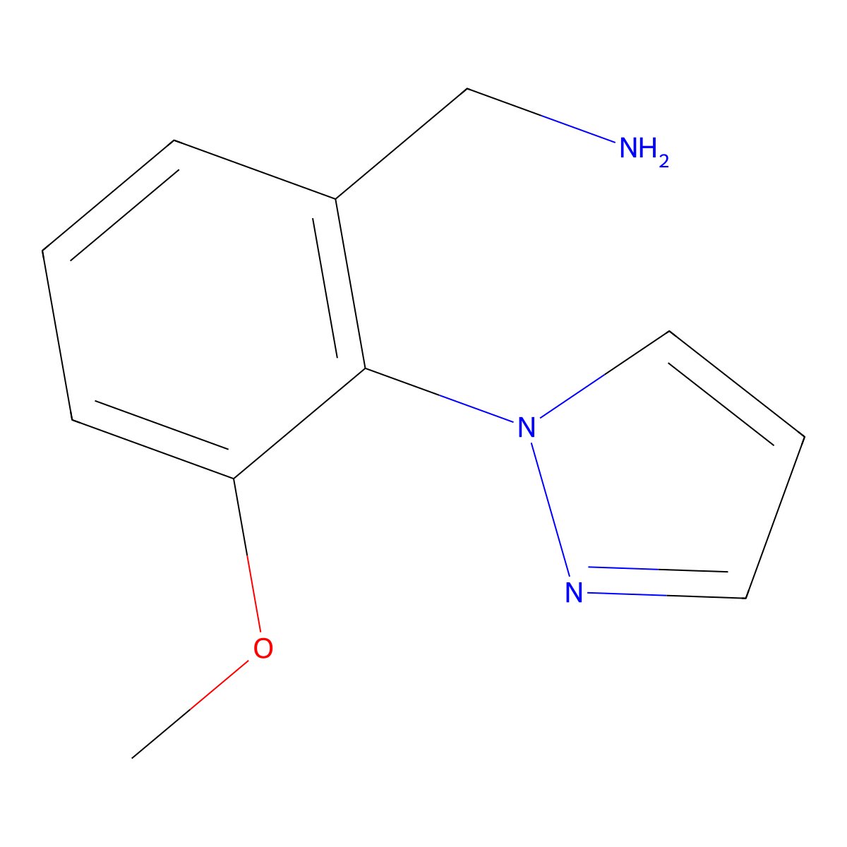 1-[3-methoxy-2-(1H-pyrazol-1-yl)phenyl]methanamine molecular structure, CAS 2913277-93-5