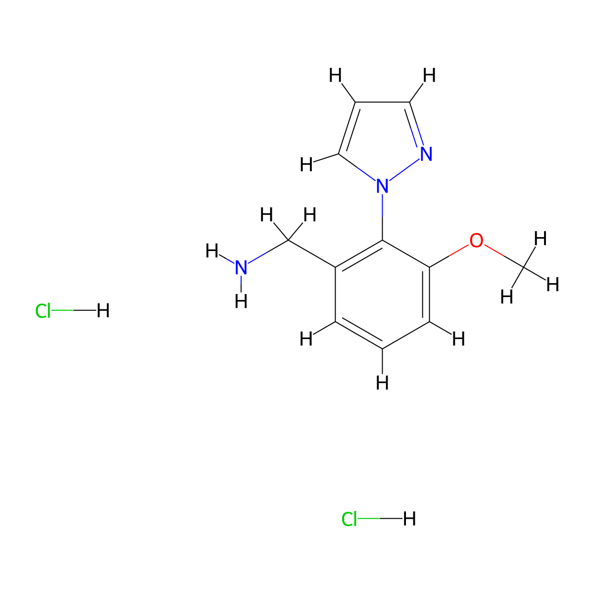 1-(3-methoxy-2-(1H-pyrazol-1-yl)phenyl)methanamine dihydrochloride molecular structure, CAS 2913277-94-6