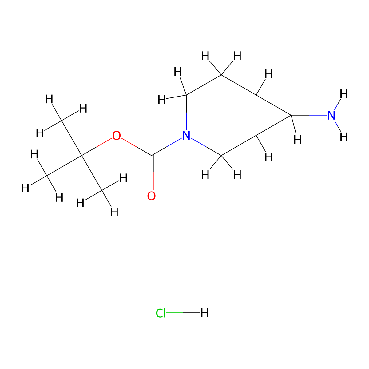 Tert-butyl 7-amino-3-azabicyclo(4.1.0)heptane-3-carboxylate hydrochloride molecular structure, CAS 2913277-96-8