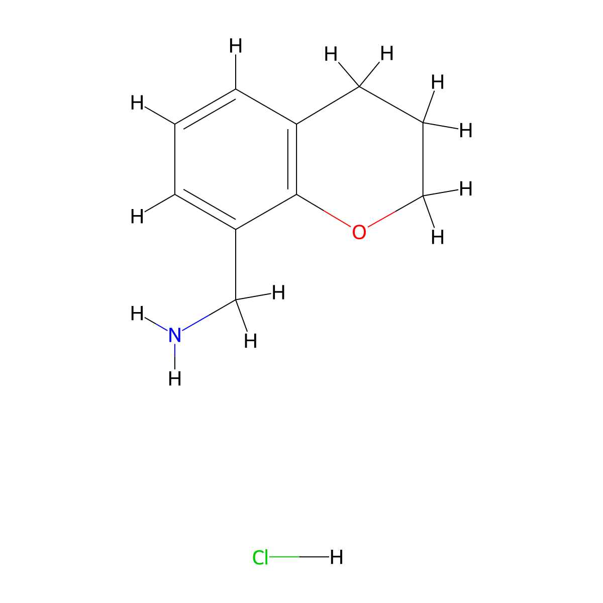 1-(3,4-dihydro-2H-1-benzopyran-8-yl)methanamine hydrochloride molecular structure, CAS 2913277-97-9