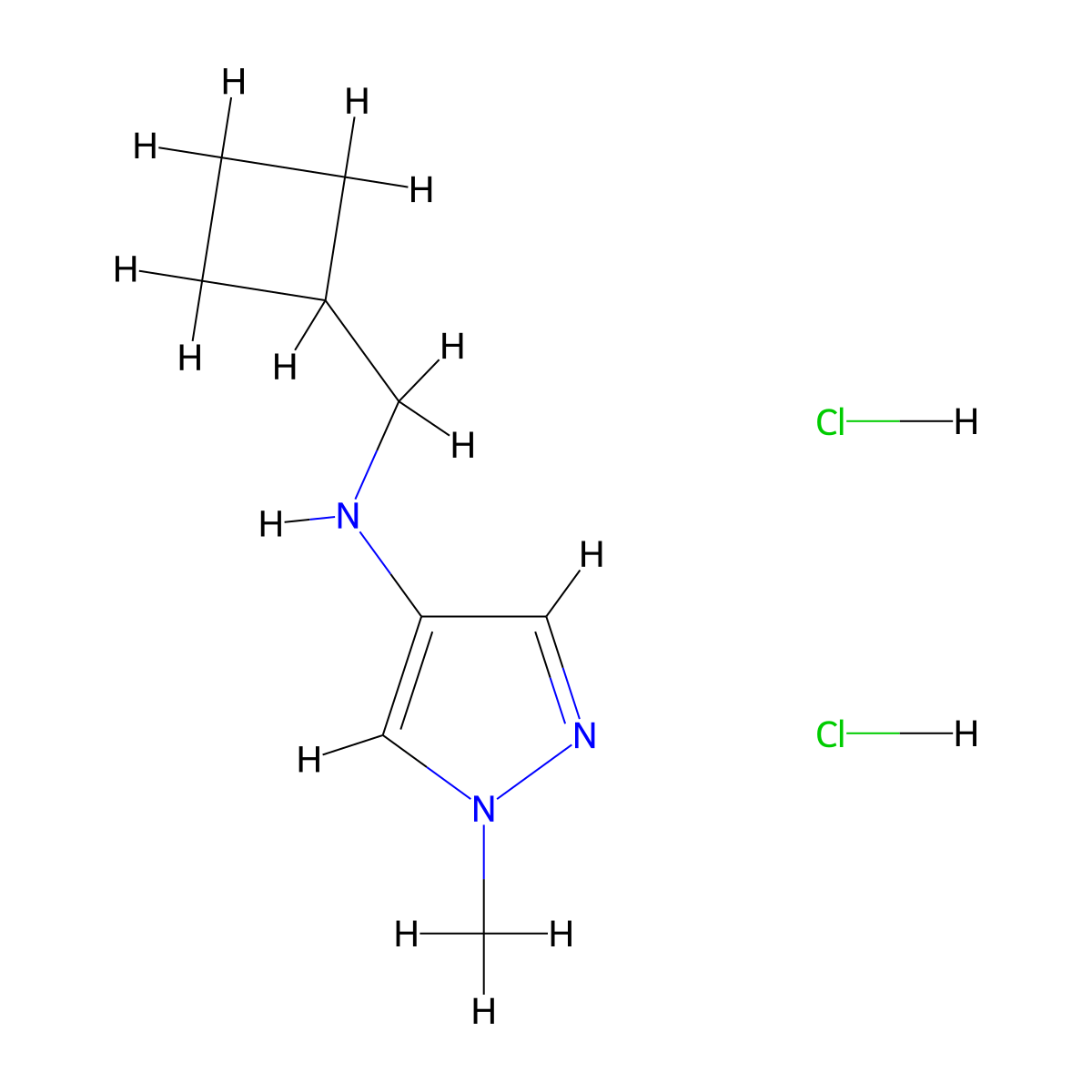 N-(cyclobutylmethyl)-1-methyl-1H-pyrazol-4-amine dihydrochloride molecular structure, CAS 2913278-01-8