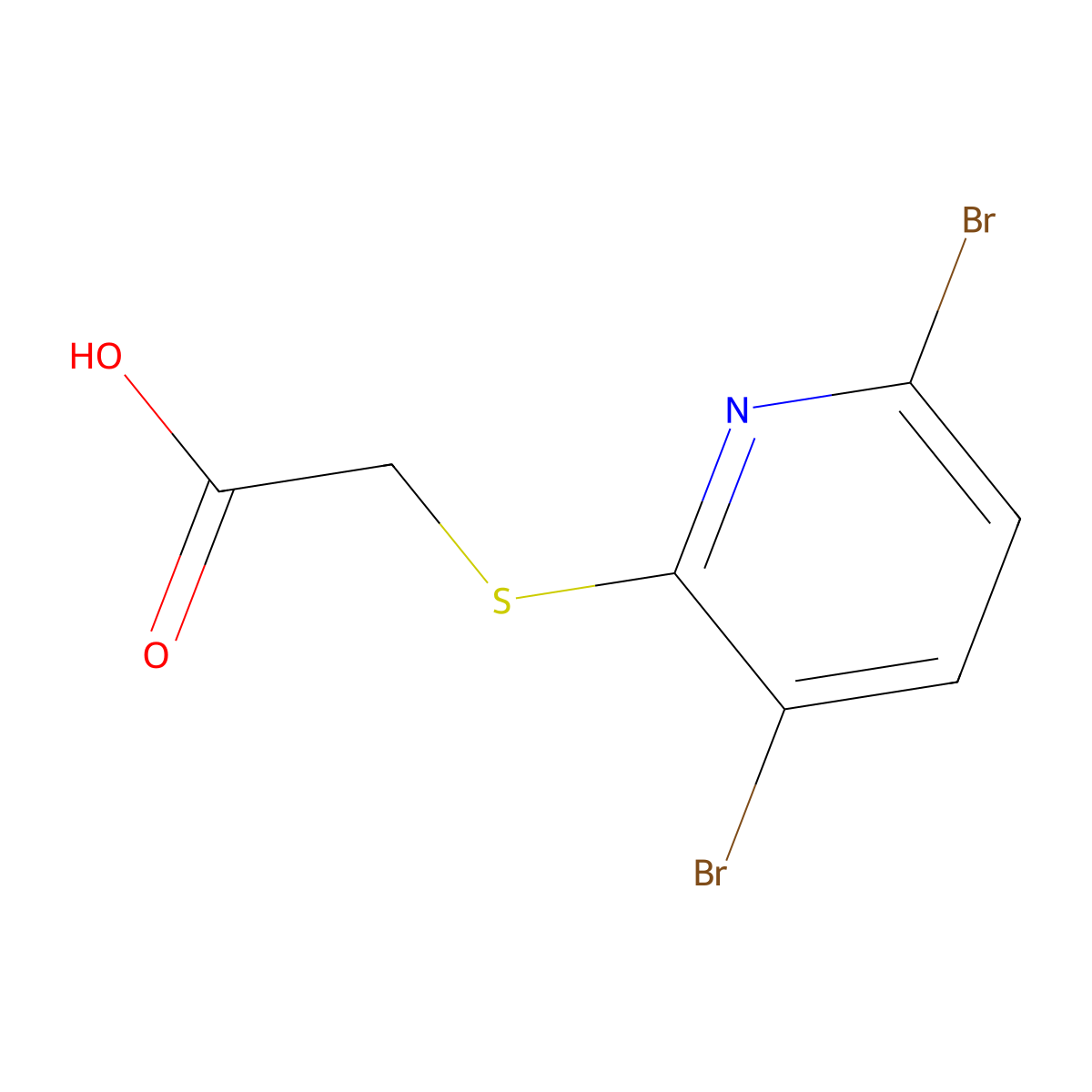 2-[(3,6-Dibromopyridin-2-yl)sulfanyl]acetic acid molecular structure, CAS 2913278-04-1