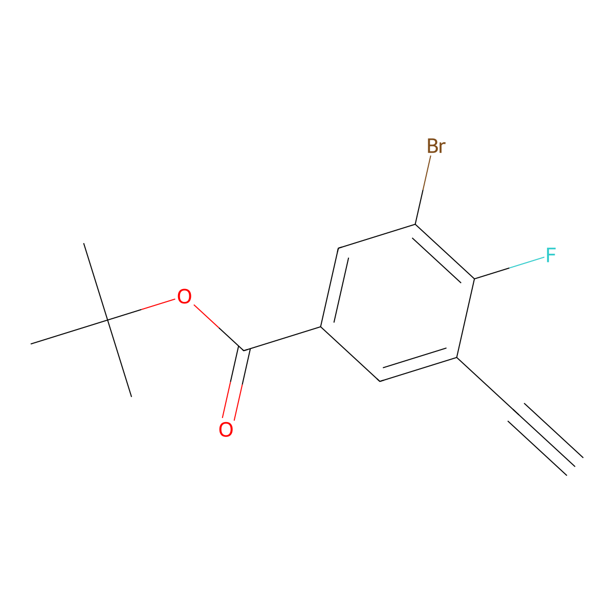Tert-butyl3-bromo-5-ethynyl-4-fluorobenzoate molecular structure, CAS 2913278-07-4