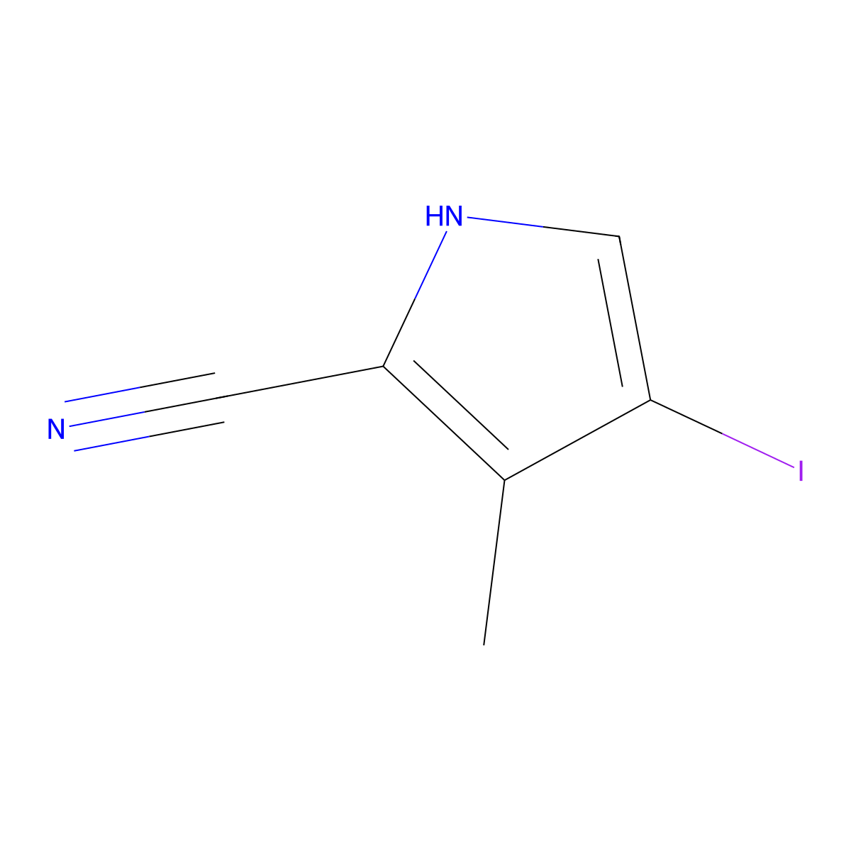 4-iodo-3-methyl-1H-pyrrole-2-carbonitrile molecular structure, CAS 2913278-10-9