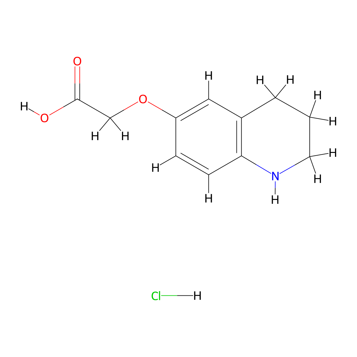 2-(1,2,3,4-Tetrahydroquinolin-6-yloxy)acetic acid hydrochloride molecular structure, CAS 2913278-11-0