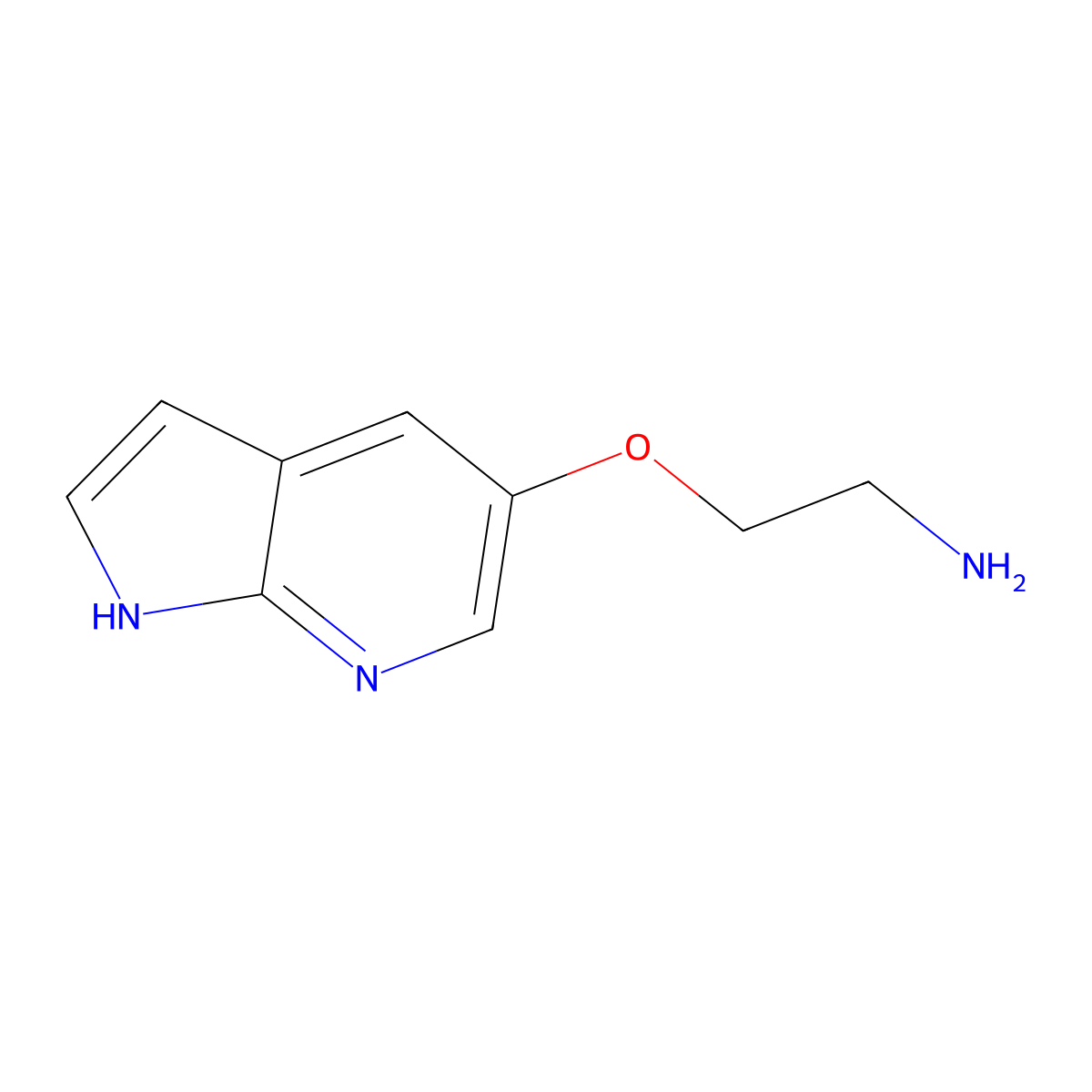 2-{1H-pyrrolo[2,3-b]pyridin-5-yloxy}ethan-1-amine molecular structure, CAS 2913278-13-2