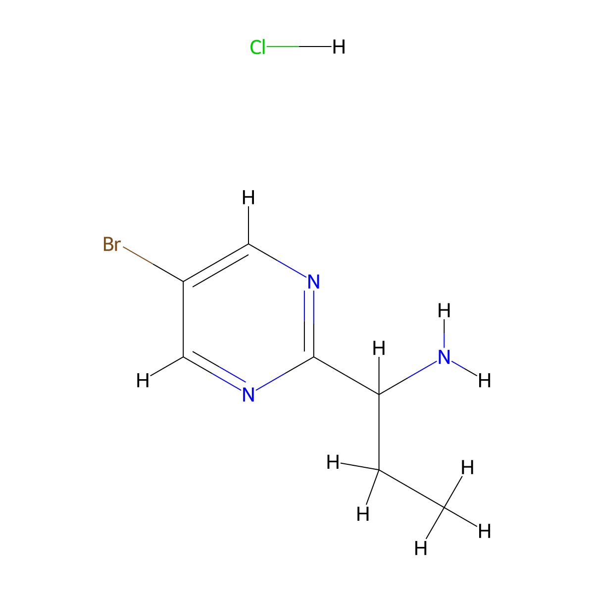 1-(5-Bromopyrimidin-2-yl)propan-1-amine hydrochloride molecular structure, CAS 2913278-27-8