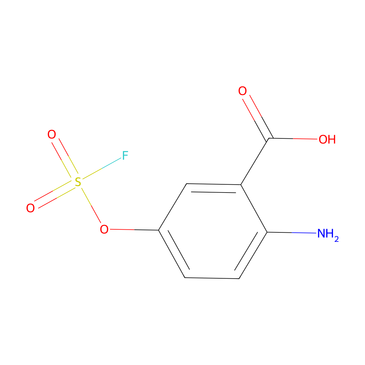 2-Amino-5-[(fluorosulfonyl)oxy]benzoic acid molecular structure, CAS 2913278-29-0