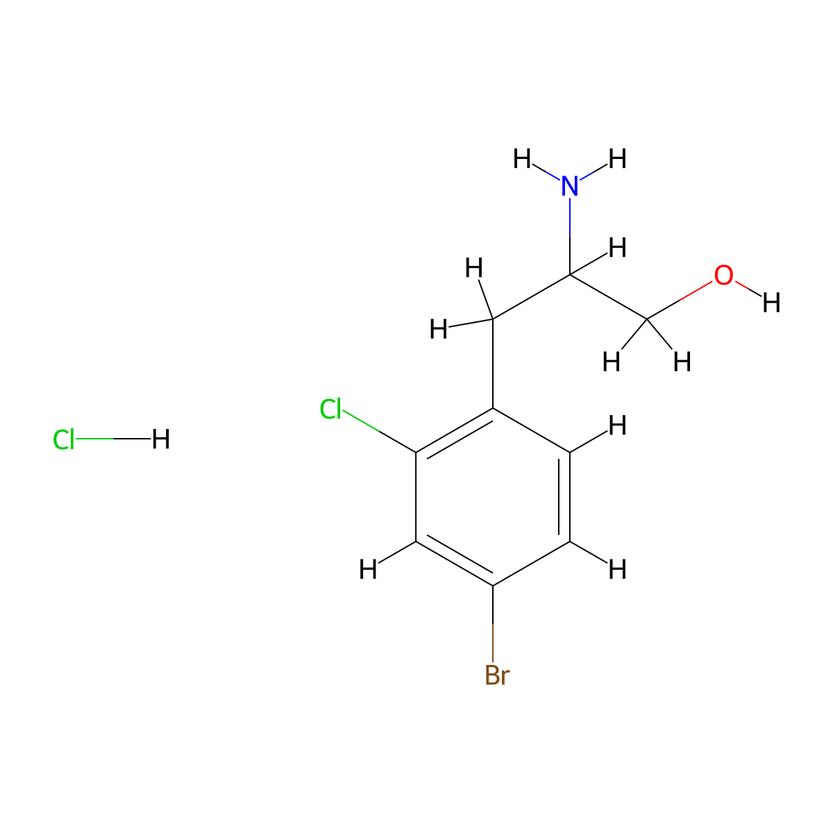 2-Amino-3-(4-bromo-2-chlorophenyl)propan-1-olhydrochloride molecular structure, CAS 2913278-31-4