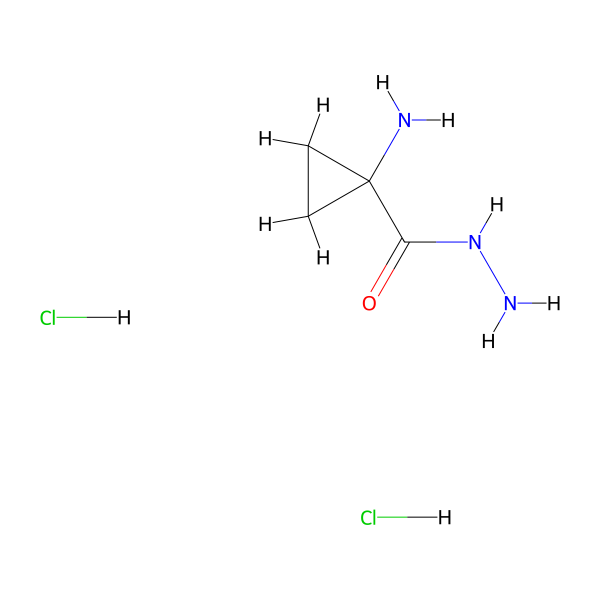 1-Aminocyclopropane-1-carbohydrazide dihydrochloride molecular structure, CAS 2913278-38-1