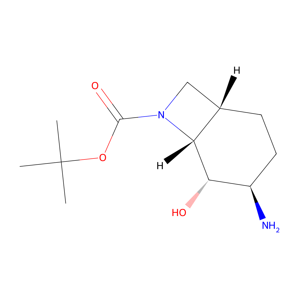 tert-butyl (1RS,4RS&,5SR&,6SR)-4-amino-5-hydroxy-7-azabicyclo[4.2.0]octane-7-carboxylate molecular structure, CAS 2913278-50-7