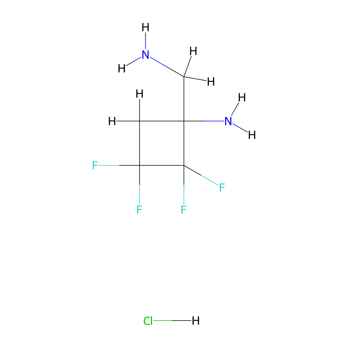 1-(Aminomethyl)-2,2,3,3-tetrafluorocyclobutan-1-amine hydrochloride molecular structure, CAS 2913278-53-0