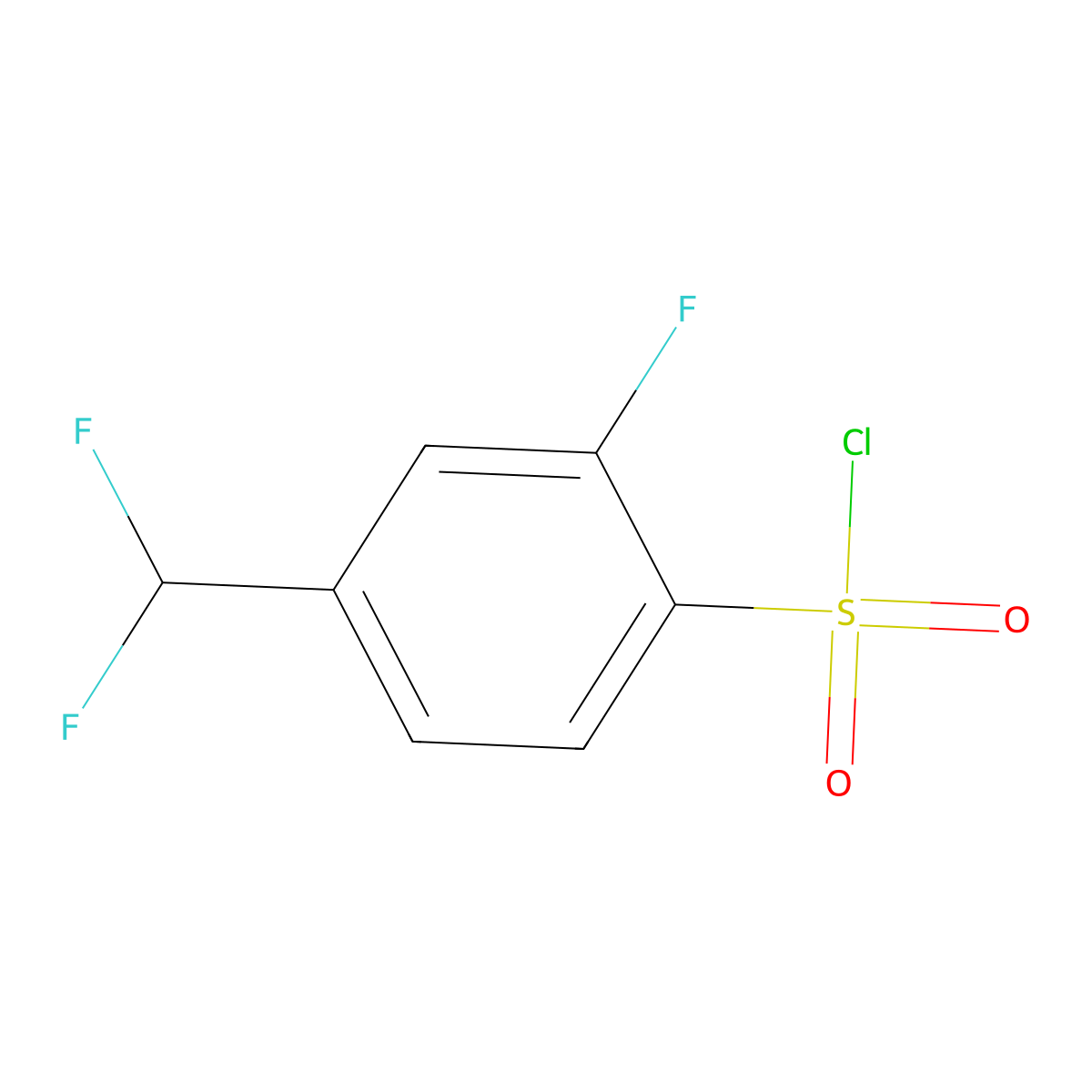 4-(Difluoromethyl)-2-fluorobenzene-1-sulfonylchloride molecular structure, CAS 2913278-63-2