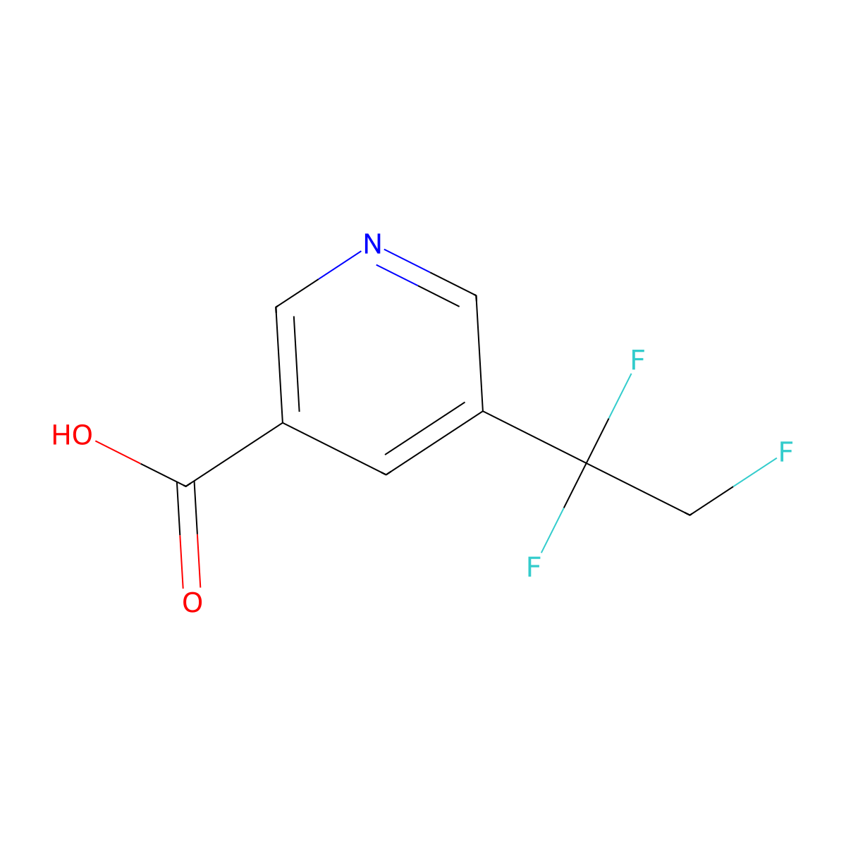 5-(1,1,2-Trifluoroethyl)pyridine-3-carboxylic acid molecular structure, CAS 2913278-65-4