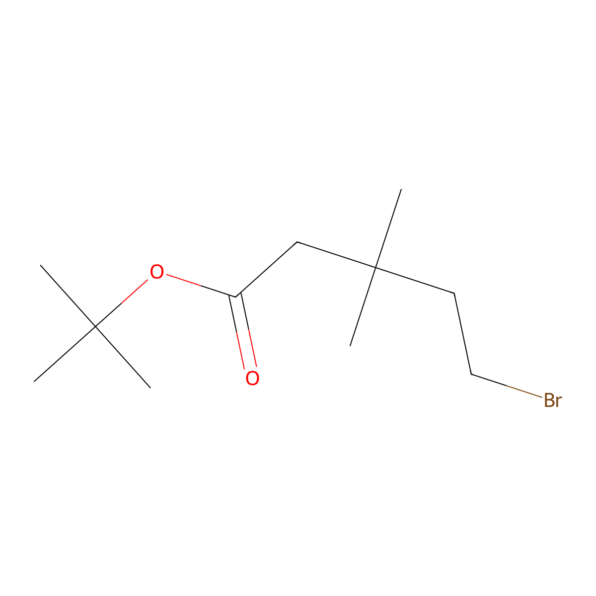 Tert-butyl 5-bromo-3,3-dimethylpentanoate molecular structure, CAS 2913278-66-5