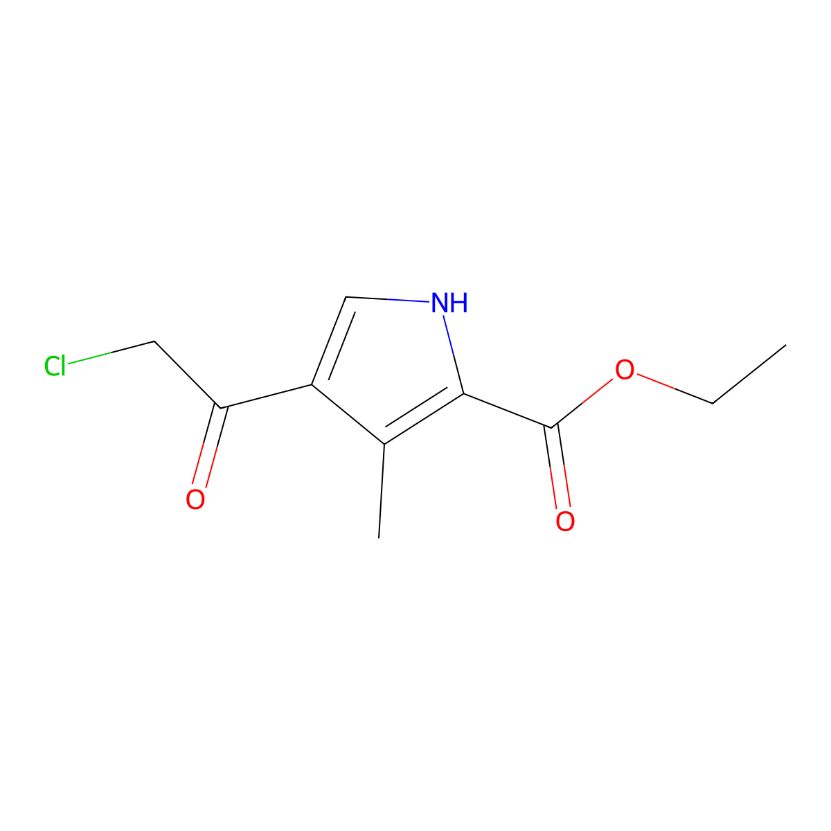 ethyl 4-(2-chloroacetyl)-3-methyl-1H-pyrrole-2-carboxylate molecular structure, CAS 2913278-67-6