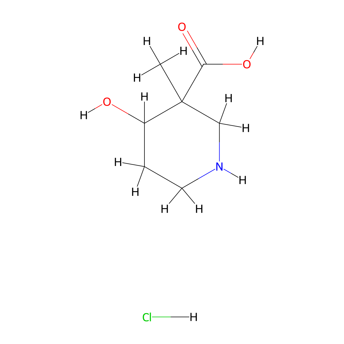 4-Hydroxy-3-methylpiperidine-3-carboxylic acid hydrochloride molecular structure, CAS 2913278-76-7